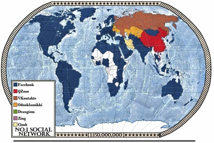 Mapa sveta - socialni site