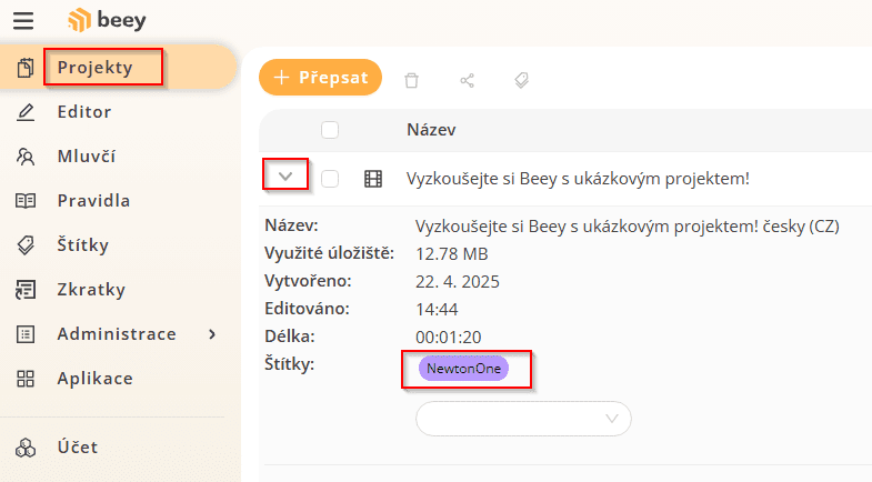 beey štítek